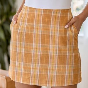 Lulus orange/yellow plaid mini skirt